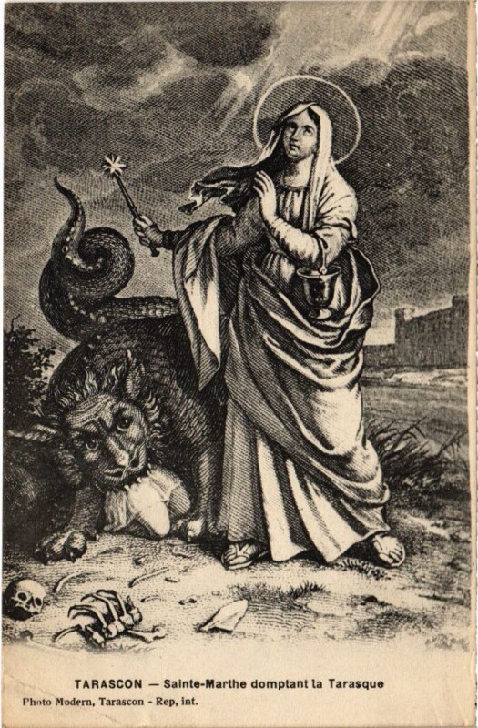 Carte postale ancienne Tarascon Sainthe-Marthe Domptant la Tarasque à Tarascon