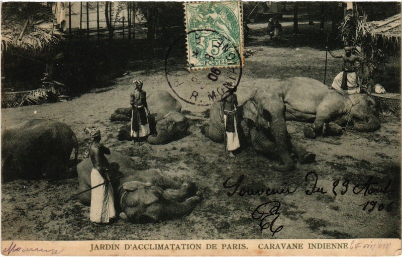 Carte postale ancienne Jardin d'Acclimatation de Paris - Caravane Indienne à Neuilly-sur-Seine