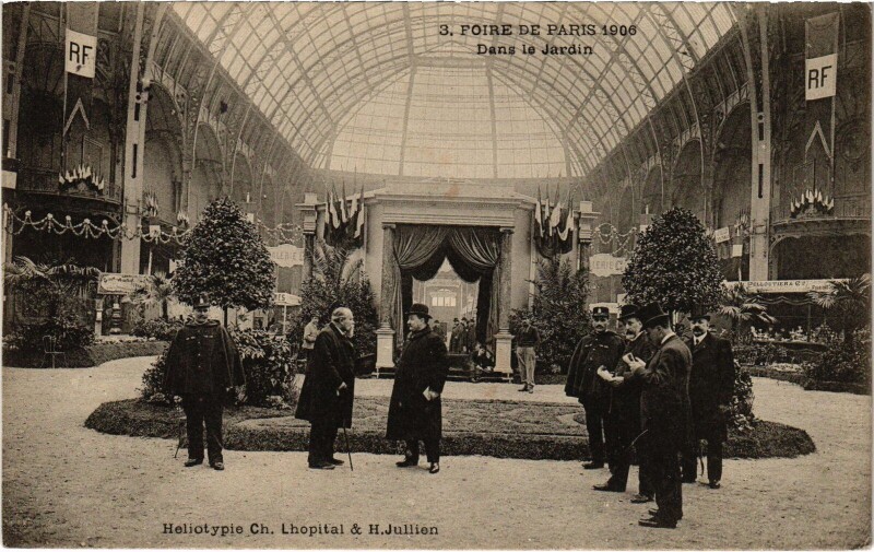 Carte postale ancienne Foire de Paris 1906 - Dans le Jardin à Paris 8e
