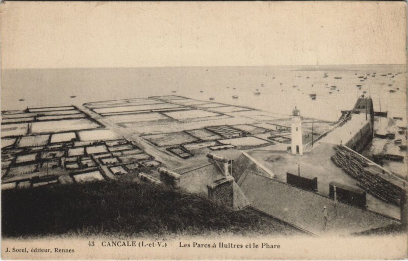 Carte postale ancienne Cancale Les Parcs a Huitres et le Parc à Cancale