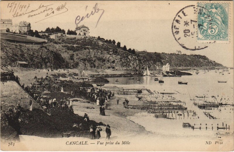 Carte postale ancienne Cancale vue prise de la Mole à Cancale