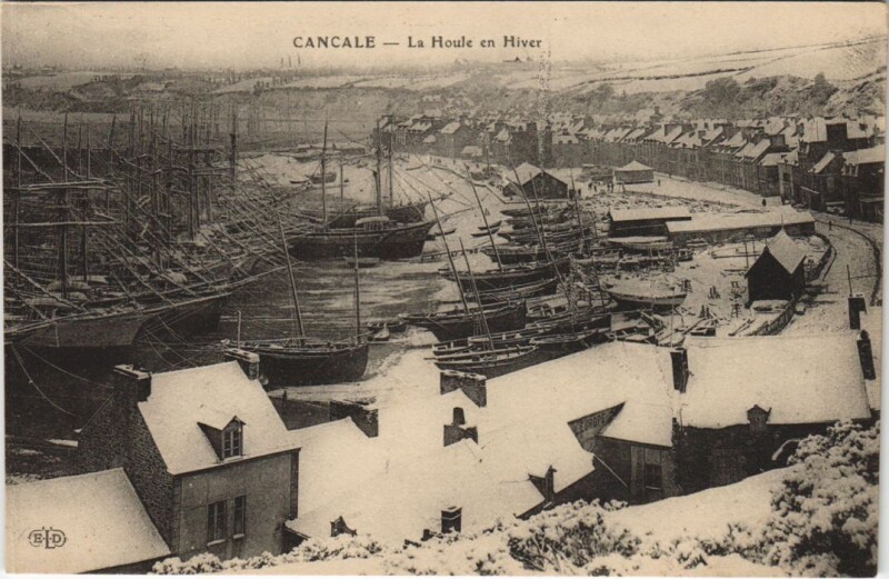 Carte postale ancienne Cancale La Houle en Hiver à Cancale