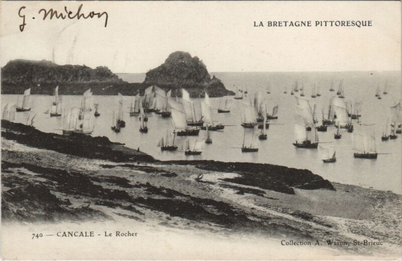 Carte postale ancienne Cancale Le Rocher à Cancale