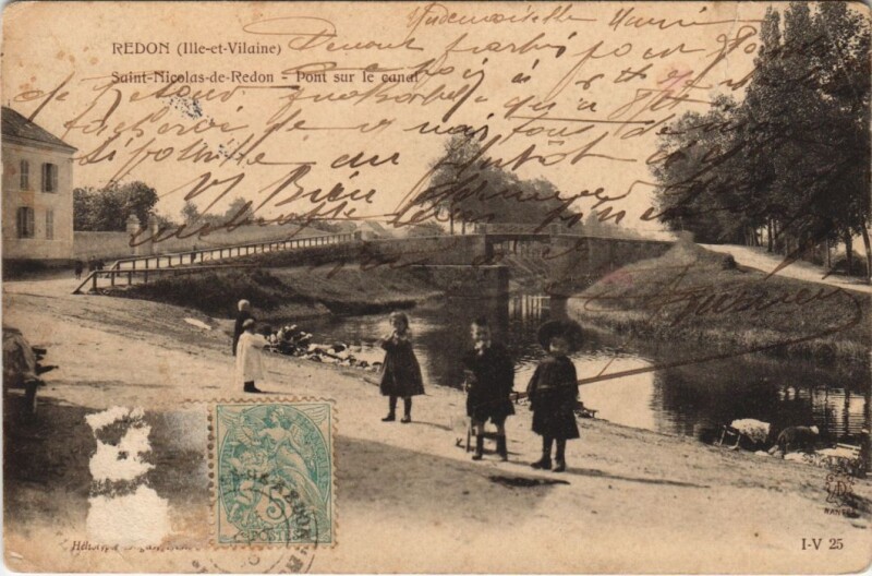 Carte postale ancienne Redon Pont sur le Canal à Redon