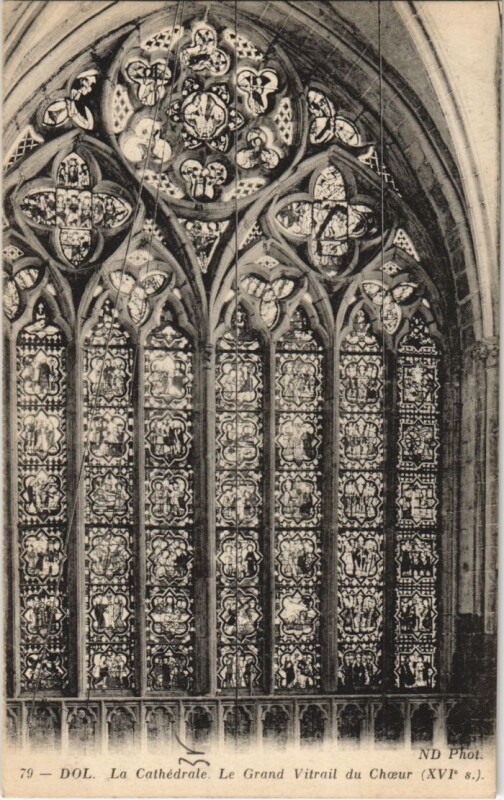 Carte postale ancienne Dol de Bretagne La Cathedrale , Grand Vitrail à Dol-de-Bretagne