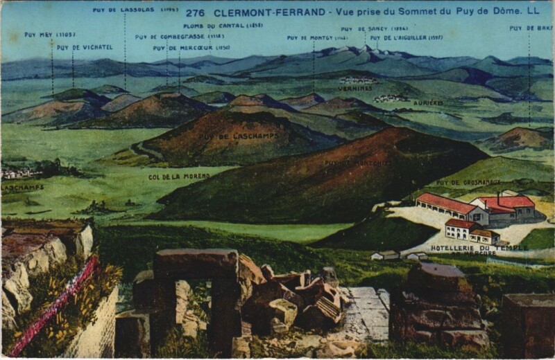 Carte postale ancienne Clermont Ferrand vue prise du Sommet du Puy de Dome à Clermont-Ferrand