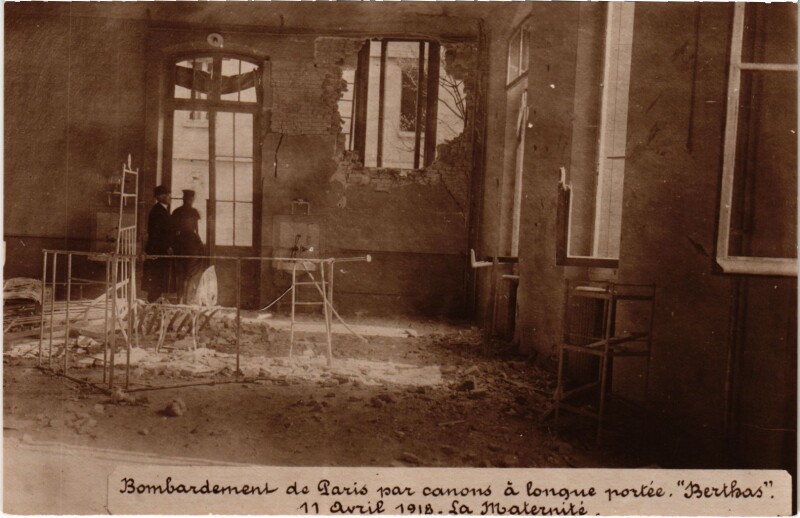 Carte postale ancienne Bombardement de Paris - 11 Avril 1918 - La Maternité à Paris 14e