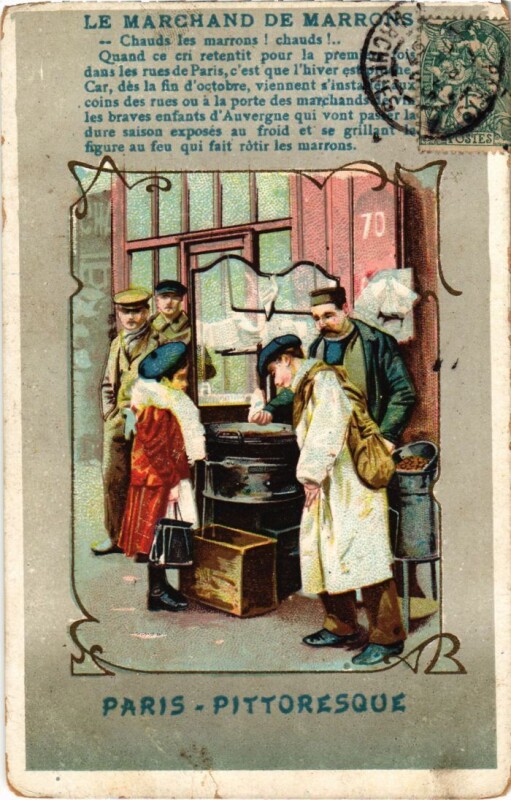 Carte postale ancienne Paris Petits Metiers Le Marchand de marrons