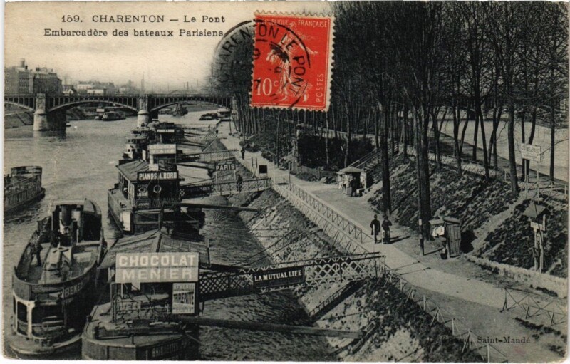 Carte postale ancienne Charenton Le Pont Embarcadere des bateaux Parisiens France à Charenton-le-Pont
