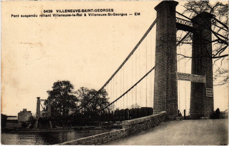 Carte postale ancienne Villeneuve St.Georges Pont suspendu France