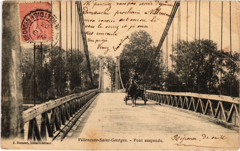 Carte postale ancienne Villeneuve St.Georges Pont suspendu France