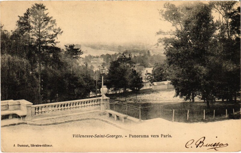Carte postale ancienne Villeneuve St.Georges Panorama vers Paris France