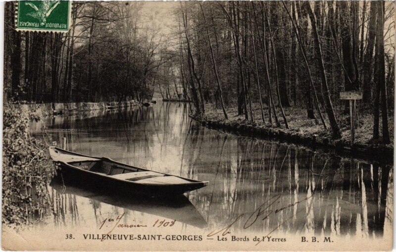 Carte postale ancienne Villeneuve St.Georges Les bords de l'Yerres France