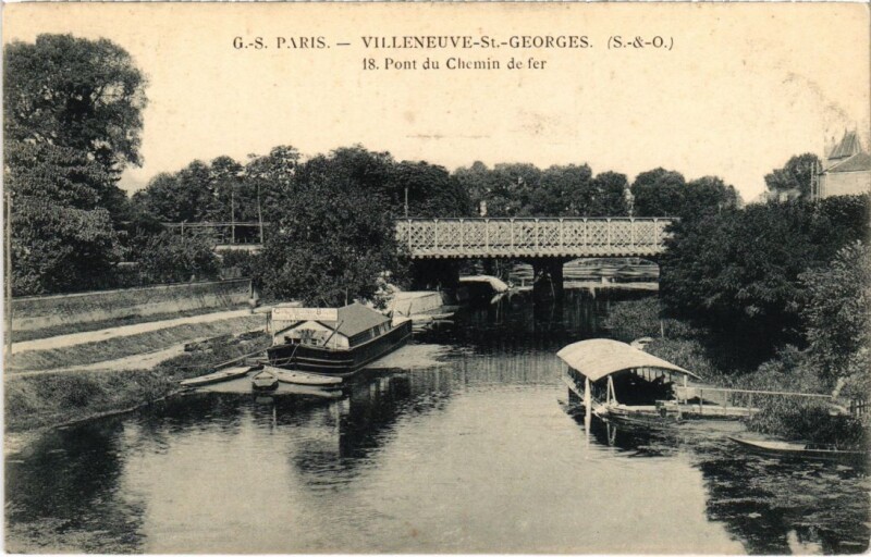 Carte postale ancienne Villeneuve St.Georges Pont du Chemin de fer France