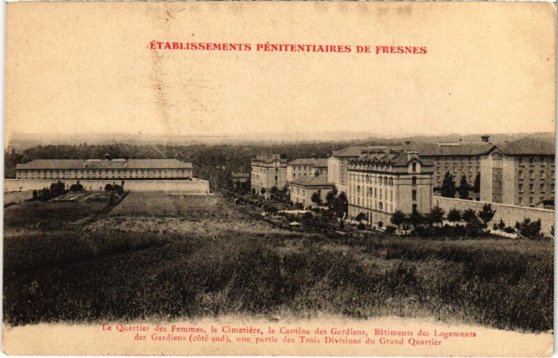 Carte postale ancienne Fresnes Le quartier des Femmes,le Cimetiere France à Fresnes