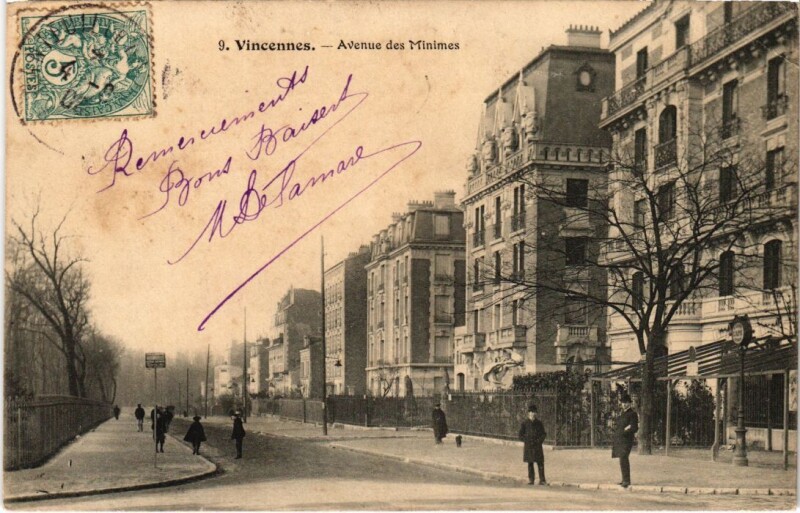 Carte postale ancienne Vincennes Avenue des Minimes France à Vincennes
