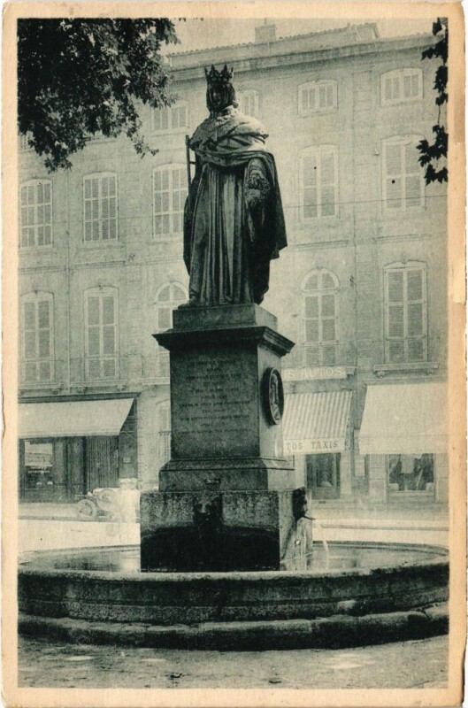 Carte postale ancienne Aix-en-Provence Statue du Roi Rene à Aix-en-Provence