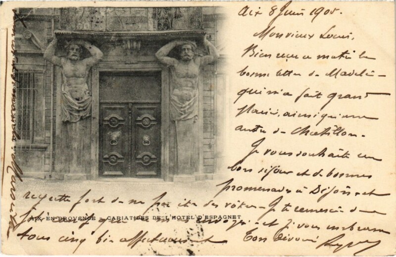 Carte postale ancienne Aix-en-Provence Cariatides de l'Hotel d'Espagnet à Aix-en-Provence