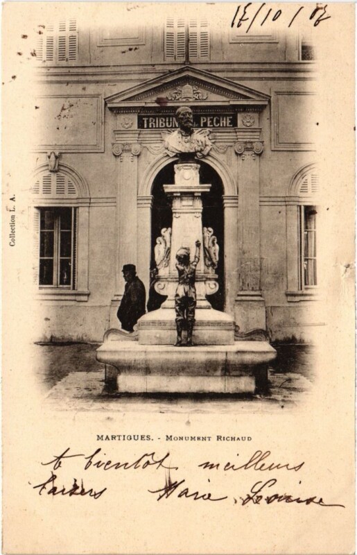 Carte postale ancienne Martigues Monument Richaud à Martigues