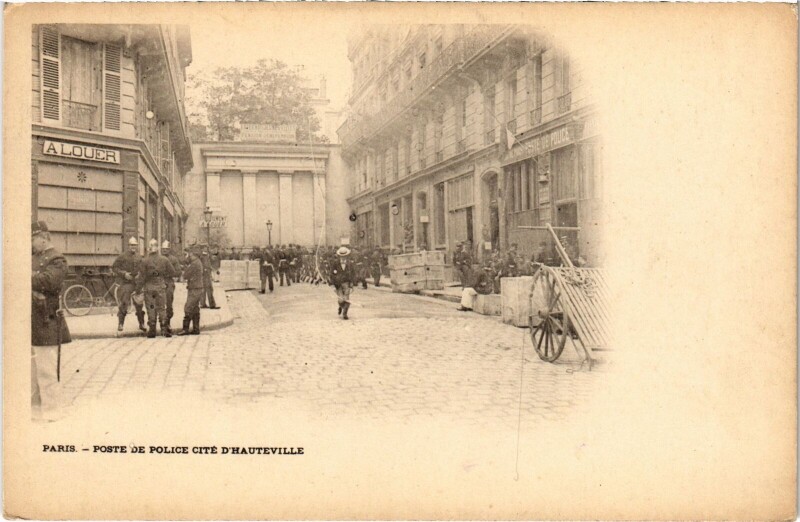 Carte postale ancienne Paris Affaire Dreyfus Poste de Police Cite d'Hauteville