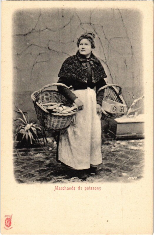 Carte postale ancienne Paris Petits Metiers la marchande de poisson