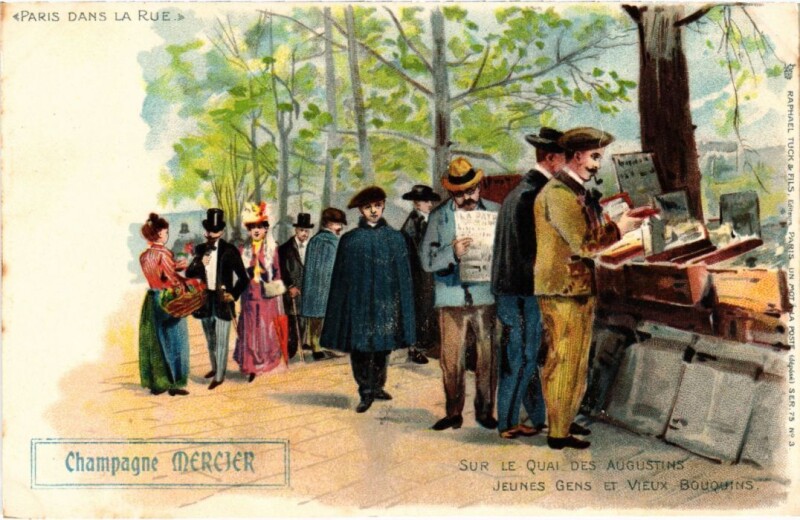 Carte postale ancienne Paris dans la Rue sur le Quai des Augustins