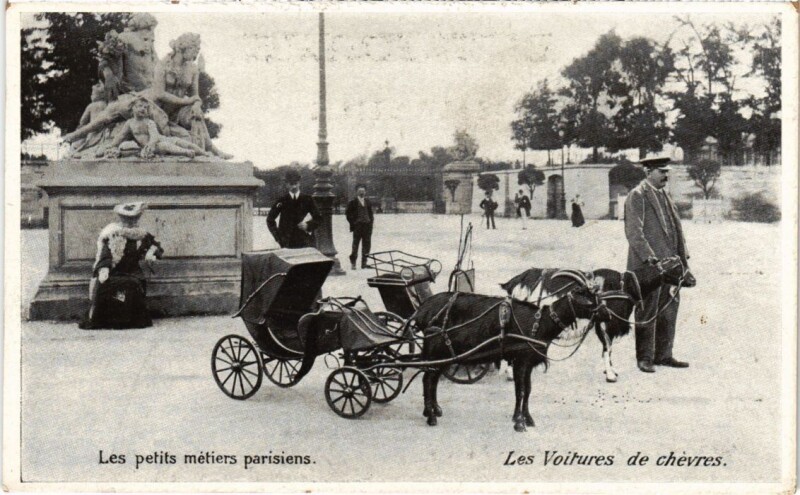 Carte postale ancienne Paris Petits Metiers Les voitures de chevres