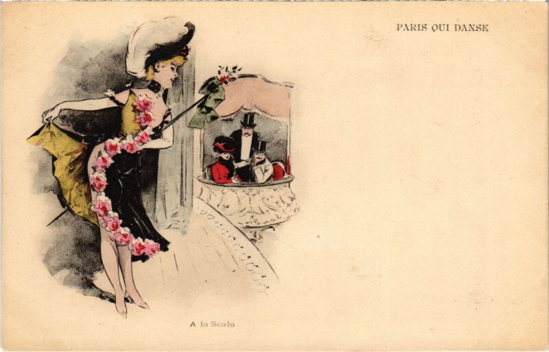 Carte postale ancienne Paris qui danse a la Scala