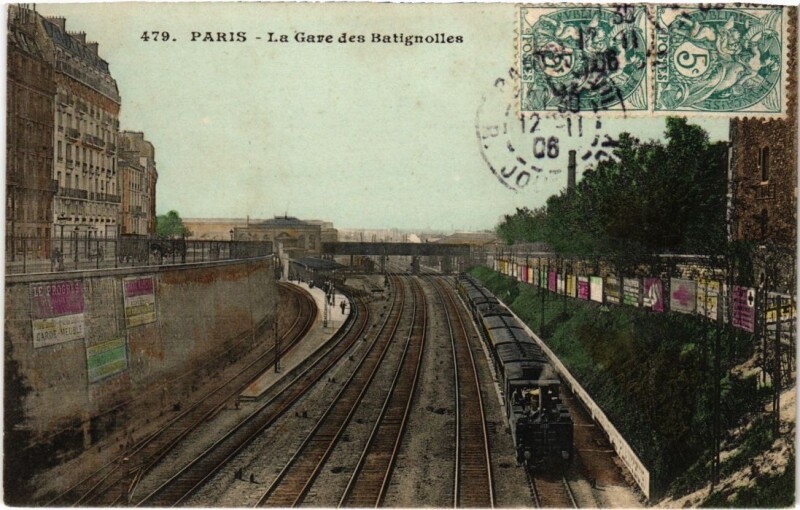 Carte postale ancienne La Gare des Batignolles à Paris 17e