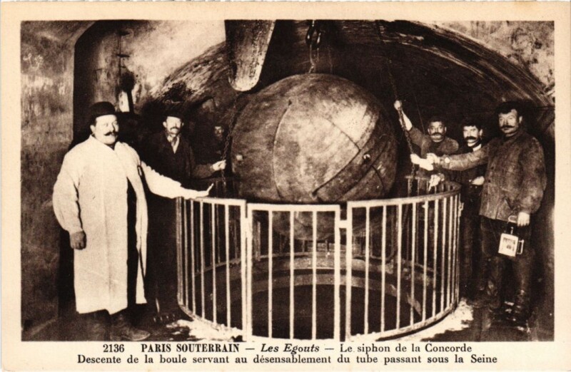 Carte postale ancienne Paris Souterrain Les Egouts Siphon de la Concorde