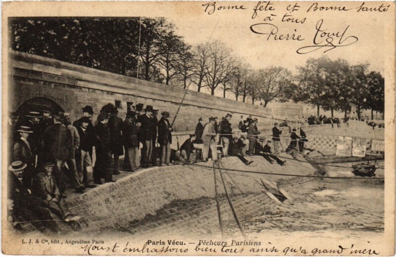 Carte postale ancienne Paris Vecu. Pecheurs parisiens