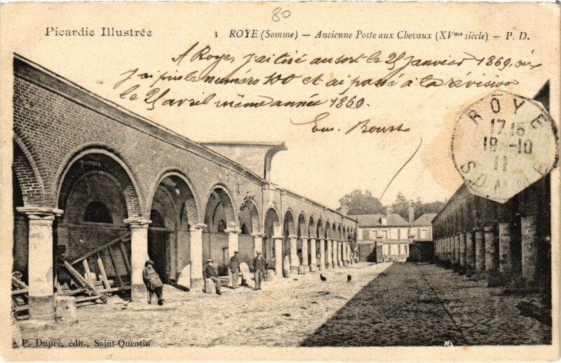 Carte postale ancienne Roye Ancienne Poste aux Chevaux