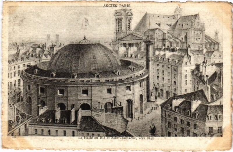 Carte postale ancienne Ancien Paris Halle au Ble et Saint-Eustache