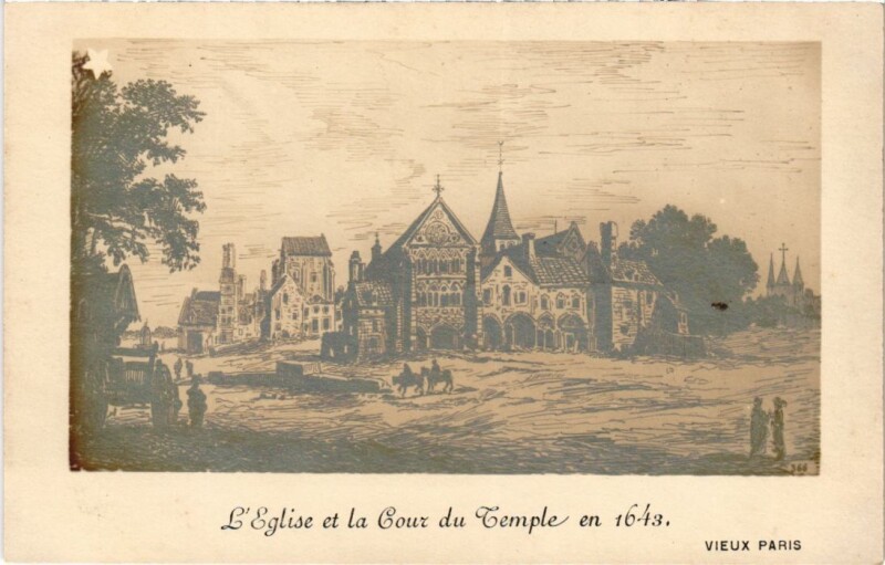 Carte postale ancienne Vieux Paris Eglise et la Cour du Temple