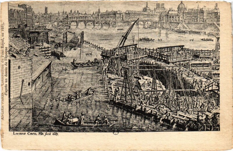Carte postale ancienne Ancien Paris Construction du Pont Royal