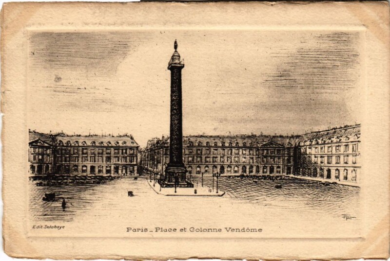 Carte postale ancienne Ancien Paris Place et Colonne Vendome