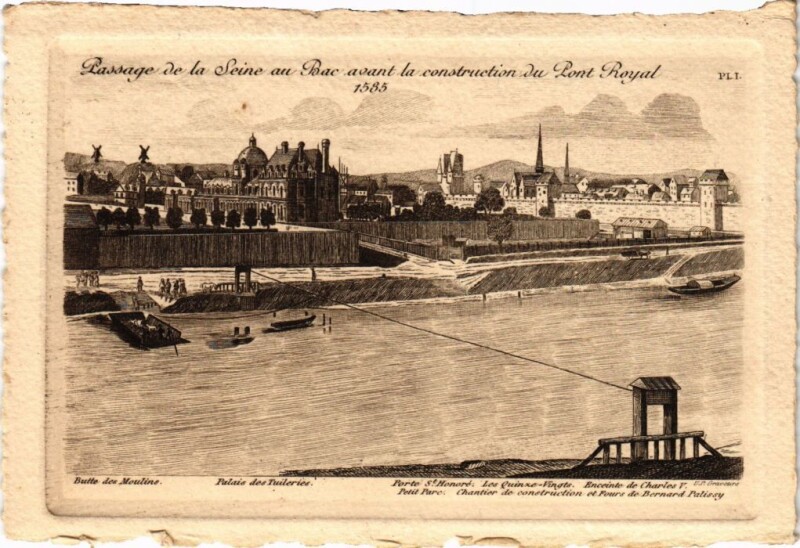 Carte postale ancienne Ancien Paris Passage de la Seine au Bac