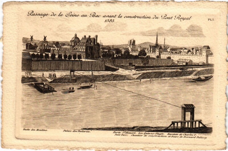 Carte postale ancienne Ancien Paris Passage de la Seine au Bac