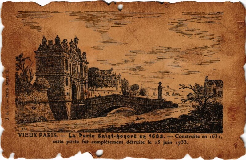 Carte postale ancienne Vieux Paris Porte Saint-Honore