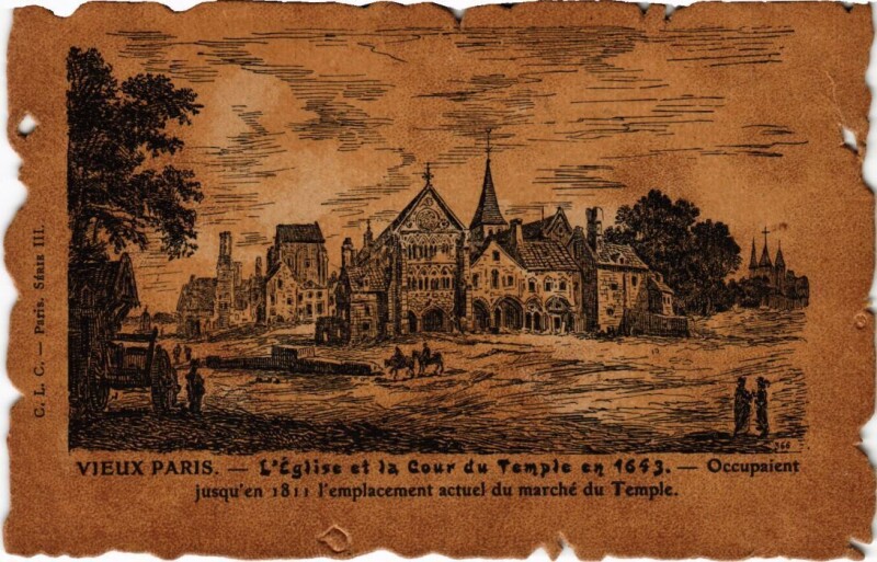 Carte postale ancienne Vieux Paris Eglise et Cour du Temple