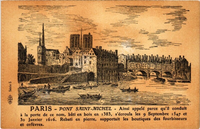 Carte postale ancienne Vieux Paris Pont Saint-Michel