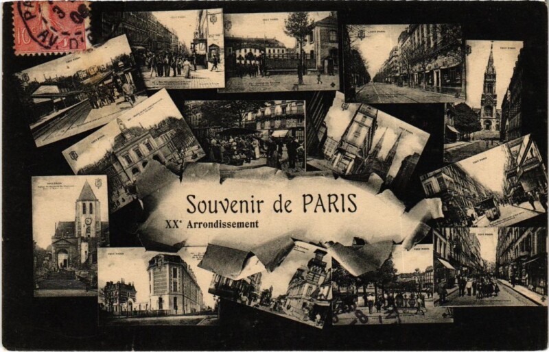 Carte postale ancienne Souvenir de Paris 20e Arrondissement à Paris 20e
