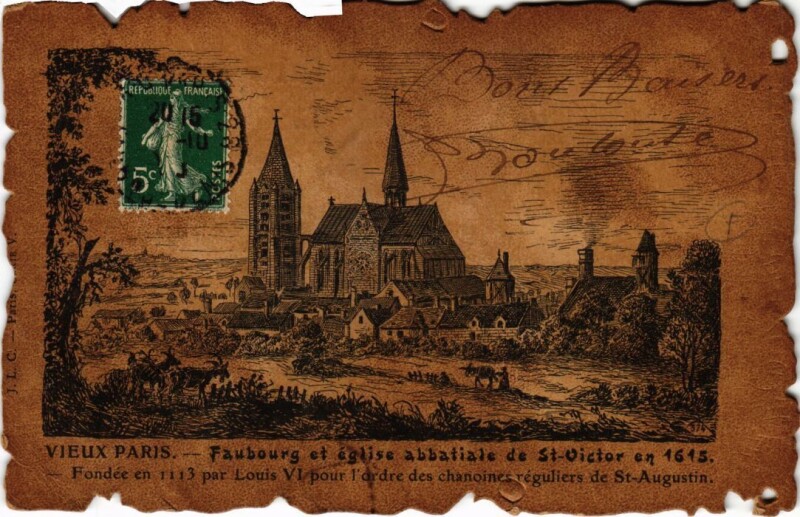 Carte postale ancienne Vieux Paris Faubourg et Eglise abbatiale de Saint-Victor