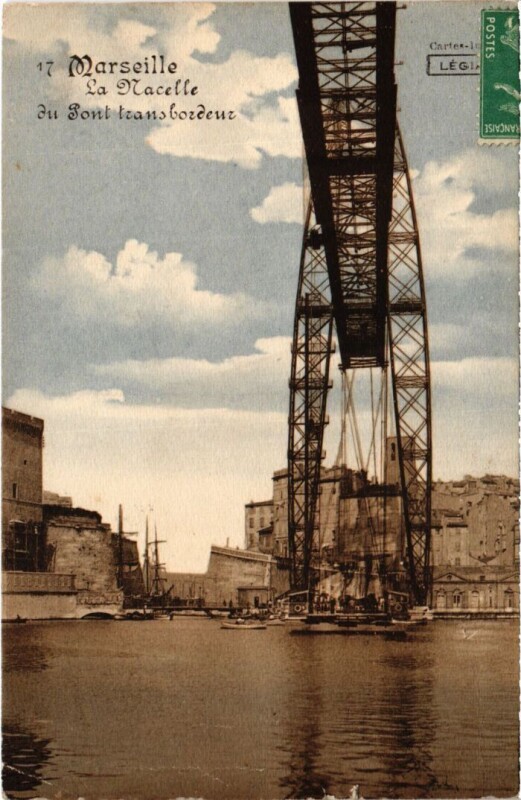 Carte postale ancienne Marseille La Nacelle du Pont Transbordeur à Marseille
