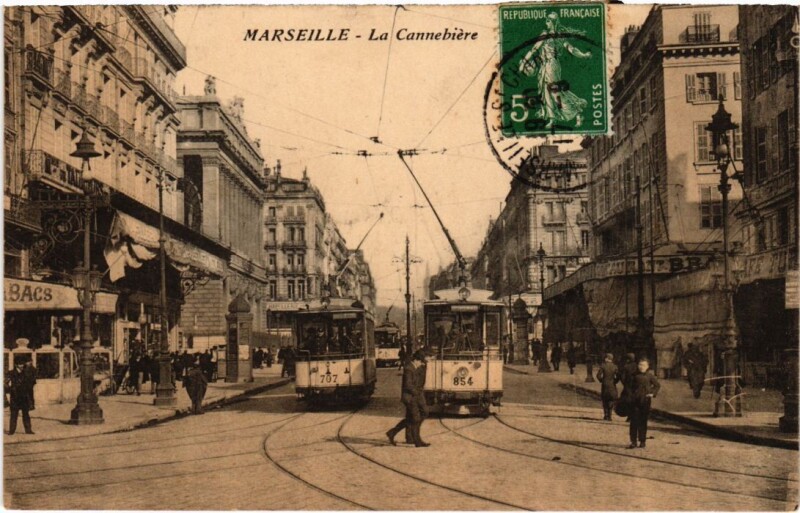 Carte postale ancienne Marseille La Cannebiere - Tram à Marseille
