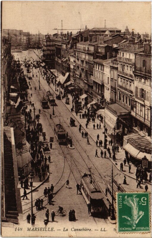Carte postale ancienne Marseille La Cannebiere à Marseille