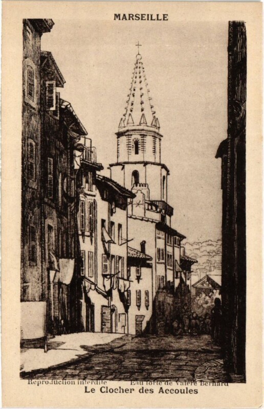 Carte postale ancienne Marseille Le Clocher des Accoules à Marseille