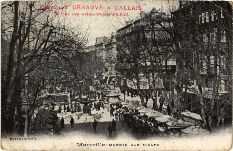 Carte postale ancienne Marseille Marche aux Fleurs à Marseille