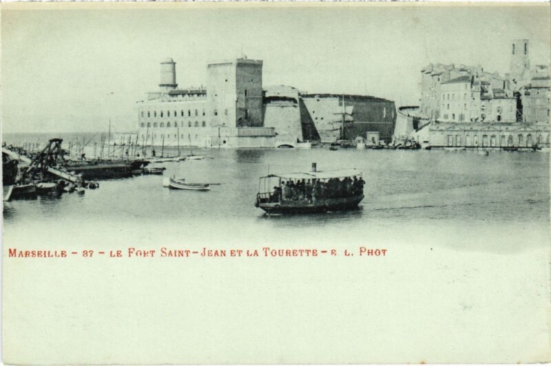 Carte postale ancienne Marseille Le Fort Saint-Jean et la Tourette à Marseille