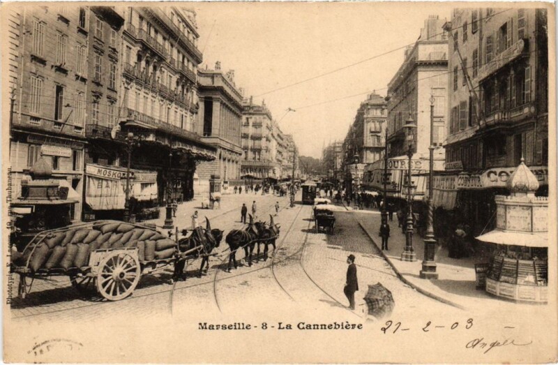 Carte postale ancienne Marseille La Cannebiere à Marseille